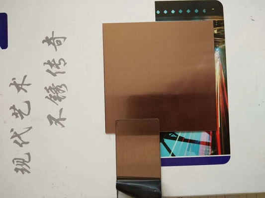 ورق فولاد ضد زنگ گل رز 304 خط موی فلزی آینه با فیلم پی وی سی
