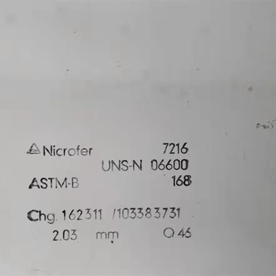 آلیاژ ASTM B166 نیکل اینکونل 600 صفحه / هاستلوی 600 ورق