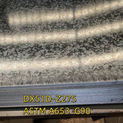 مواد DX51D-Z275 ASTM A653 G90 ورق فولاد گالوانیزه 3.0x1250*2500MM صفر Spangle