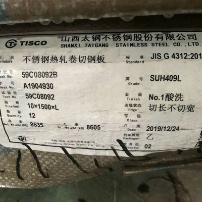 SUH409L UNS S40910 صفحه فولادی فولادی فولادی فولادی فولادی فولادی فولادی 1D 3.5mm 409L