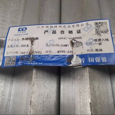 قطعات فولاد کربن L Bar ASTM A36 Q235B Hot Dip Galvanized Steel Angle Bar 40*40*4*6000mm