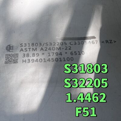 ASTM A182 F51 صفحه فولاد ضد زنگ 38*1220*2440mm S31803 1.4462 صفحه فولاد دوگانه